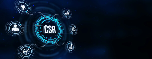 Internet, business, Technology and network concept. CSR abbreviation, modern technology concept. 3d illustration.