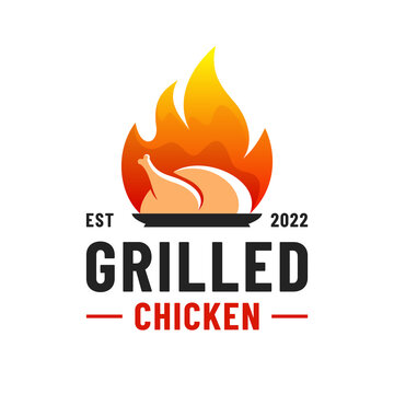 Grilled chicken vector logo with modern concept