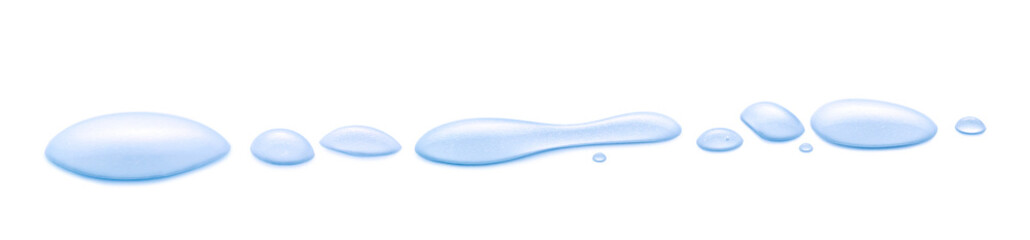 Real image, Spilled water drop on the floor isolated with clipping path on white background.