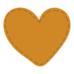 Love symbol. Heart. Dotted lines. Stitched with threads along the contour