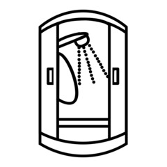 Shower cabin, bathroom line icon, equipment, glass, interior
