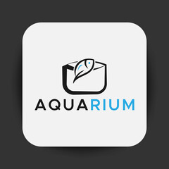 Fototapeta premium Aquarium Logos. Blue and black color. Minimalistic abstract logo.
