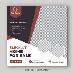 Real estate elegant home sale social media post template