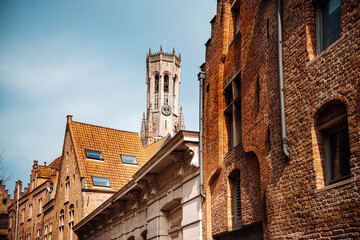 Fototapeta na wymiar Street view of downtown in Bruges, Belgium