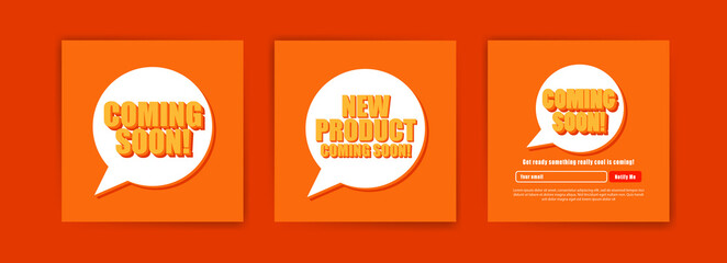 Coming soon! banners. Vector template for banners, posters, cards and social media posts.