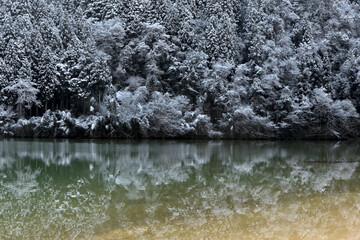雪景色の笠置峡