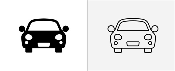 Car icon. Small sedan city car vector icon. Flat and line style design template. Vector illustration.