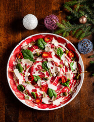 Christmas beef carpaccio with beef