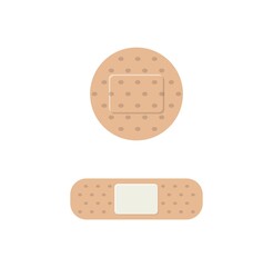 Medical plaster, medical plaster isolated on white background, wound plaster or bandage patch, vector adhesive health care