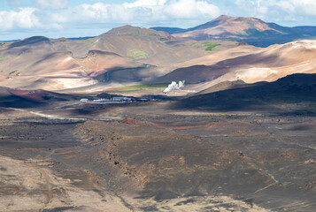 Geothermal power station in Iceland. Generation of ecologically clean renewable energy.