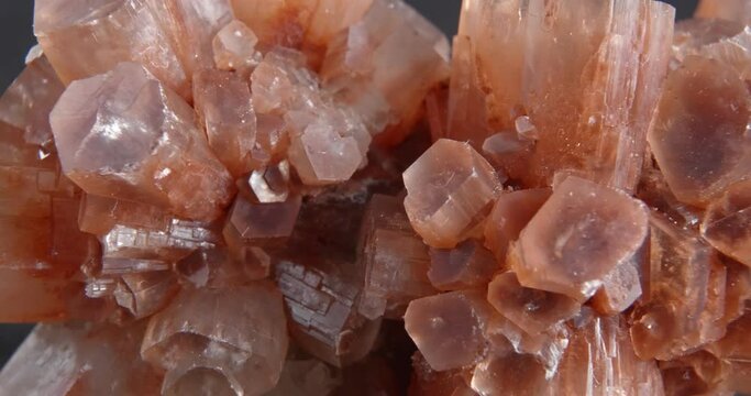Aragonite Morocco. Panorama on a dark background.