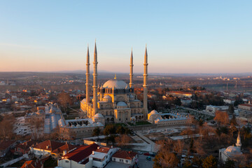 Selimiye Mosque exterior view in Edirne City of Turkey. Edirne was capital of Ottoman Empire.