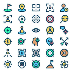 Filled outline icons for target goal.