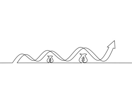 continuous line money bag arrow up clip art preview