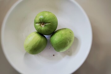 Close up of Indian Jujube Apple Isolated on White Background. Gujrat ber fruit. 