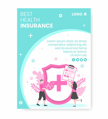 Health Care Poster Template Flat Design Illustration Editable of Square Background for Social media, Greeting Card and Web