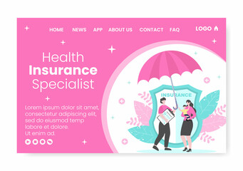 Health Care Landing Page Template Flat Design Illustration Editable of Square Background for Social media, Greeting Card and Web