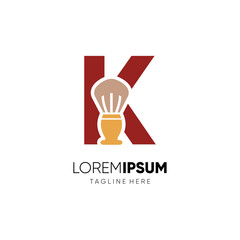 Letter K Shaving Brush Logo Design Vector Icon Graphic Emblem Illustration