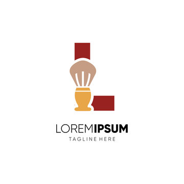 Letter L Shaving Brush Logo Design Vector Icon Graphic Emblem Illustration