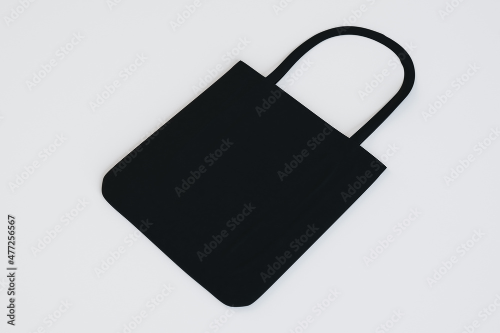 Poster top view and close up of clean black shopper on white background. mock up, advertisement, 3d renderi