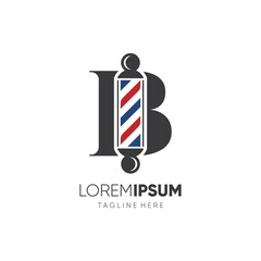 Letter B Barber Pole Logo Design Vector Icon Graphic Emblem Illustration