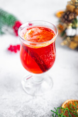 mulled wine sparkling holiday christmas cocktail berries mulled wine, grog spiced wine new year drink ginger cinnamon vanilla sweet dessert copy space