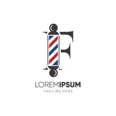 Letter F Barber Pole Logo Design Vector Icon Graphic Emblem Illustration