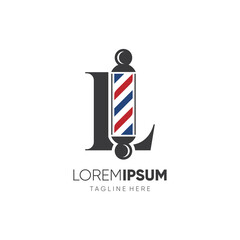 Letter L Barber Pole Logo Design Vector Icon Graphic Emblem Illustration