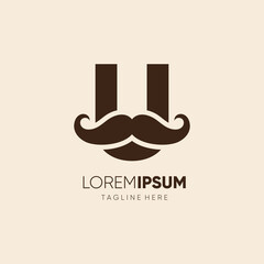 Initial Letter U Mustache Logo Design Vector Icon Graphic Emblem Illustration © HendraGuns11