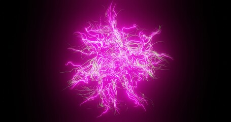 3d render. abstract bundle of neon lines pink communication internet modern