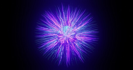 3d render. abstract bunch flower lines purple pink neon festival holiday modern