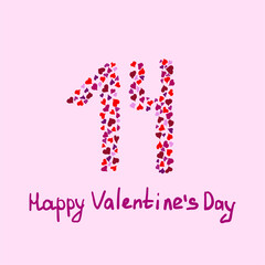 Greeting card for February 14. Happy valentine's day. Valentine's Day. Red hearts. Place for your text.