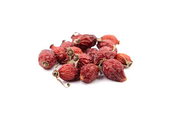 Dried rose hip berries isolated on white