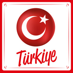 vector Turkish flag with round form