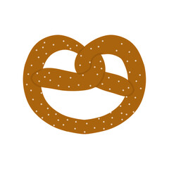 Brown pretzel with grains of salt isolated on white background. Vector illustration. Images for use as design element for menu flyers posters for printing on fabric or stationery
