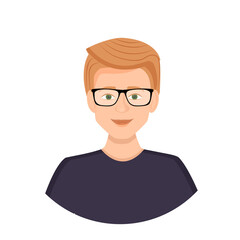 Avatar of a man with glasses. Portrait of a young guy. Vector illustration of a face.