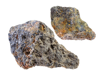 set of Psilomelane stones cutout on white
