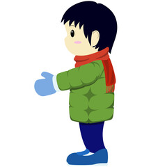 手を伸ばす男の子のイラスト