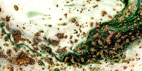 GREEN FOREST. Treasury of art. Swirls of marble. Abstract fantasia with golden powder. Extra special and luxurious- ORIENTAL ART. Ripples of agate. Natural luxury.