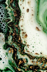 GREEN FOREST. Treasury of art. Swirls of marble. Abstract fantasia with golden powder. Extra special and luxurious- ORIENTAL ART. Ripples of agate. Natural luxury.