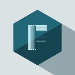 vector Initial letter F hexagon flat design with shadow. universal icon design template.