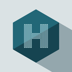 vector Initial letter H hexagon flat design with shadow. universal icon design template.