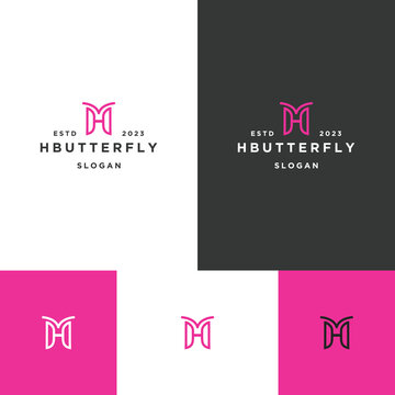 Letter H Butterfly logo icon flat design template 