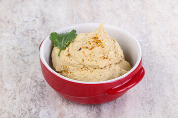 Traditional Jewish Hummus with olive oil