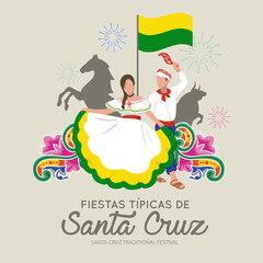 VECTORS. Santa Cruz Traditional Festival in Costa Rica, Guanacaste, typical party, holidays, flag, celebration