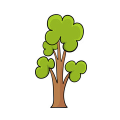 Green spring tree hand drawn for design cartoon style