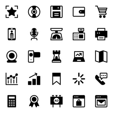 Glyph icons for digital marketing.