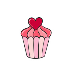 cupcake heart symbol lock drawing for design Valentine Day card