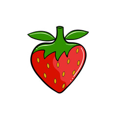 red sweet strawberry hand drawn