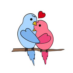couple of birds and heart for valentine day card design